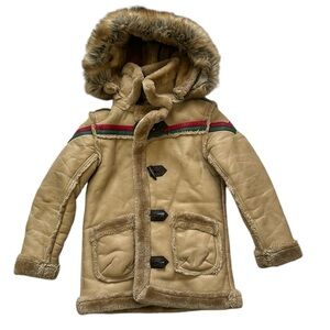 RARE Jordan Craig Joe Faux Leather Shearling Coat Faux Fur in Latte Kids 7
